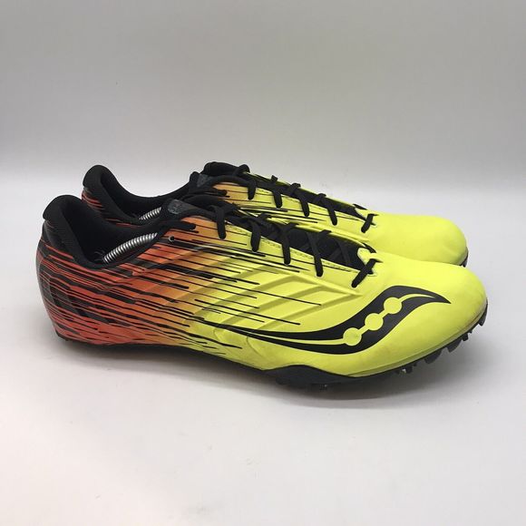 Saucony Spitfire 5 Spikes Men 10 Citron Black Running Track Cleats Shoe S29055-5 - Picture 1 of 11